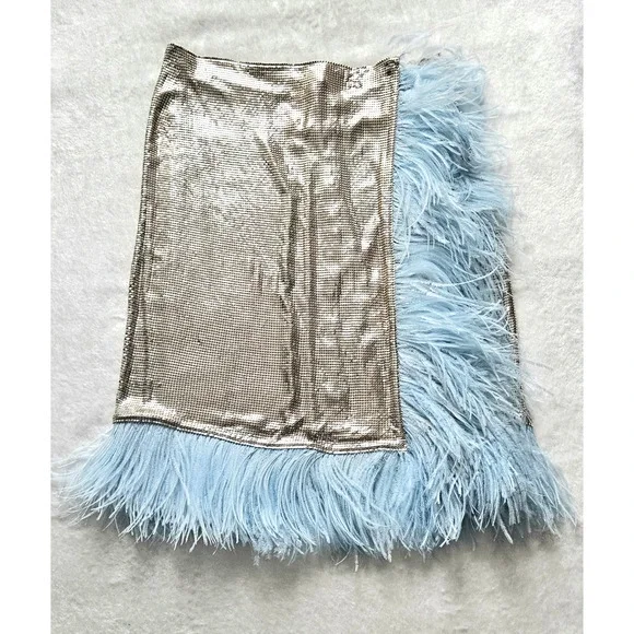 CHRISTOPHER KANE runway feather-paneled chainmail skirt nwt $3,227 it-46 / us-8 - Picture 4 of 14